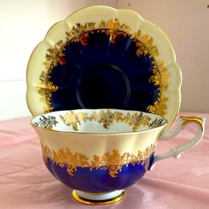 Royal Albert Bone China Cobalt Blue Tea Set in the Pattern “Pompadour Series”